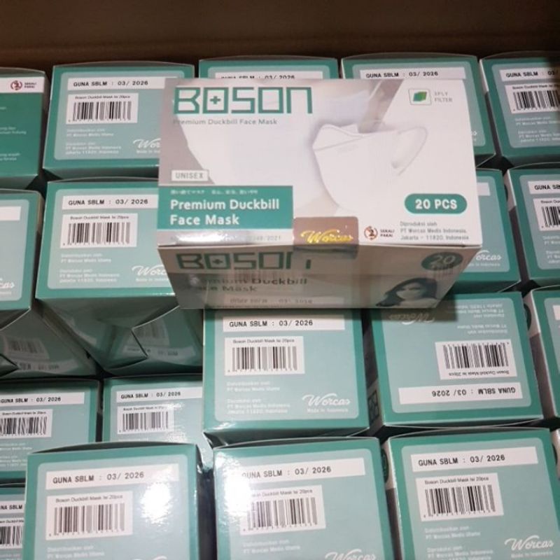BOSON Masker Duckbill 3ply isi 50 BOX Premium Duckbill Face Mask - Putih