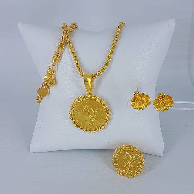 Perhiasan gold 24k emas London koin