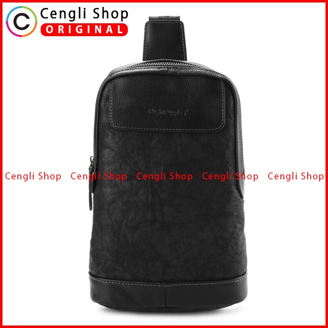 TAS SELEMPANG DADA/BADAN PRIA HUSH PUPPIES SLING CHEST/BODY/BAG ORIGINAL HITAM BLACK HM055