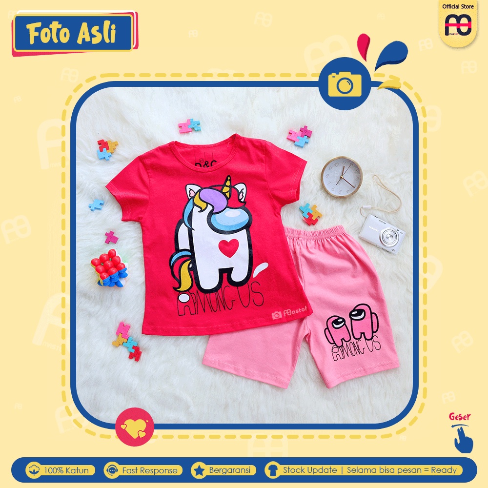 Setelan Anak Perempuan Mastof D Series 1 - 11 Tahun Baju Anak Edisi Favorit 2-AmU Pink