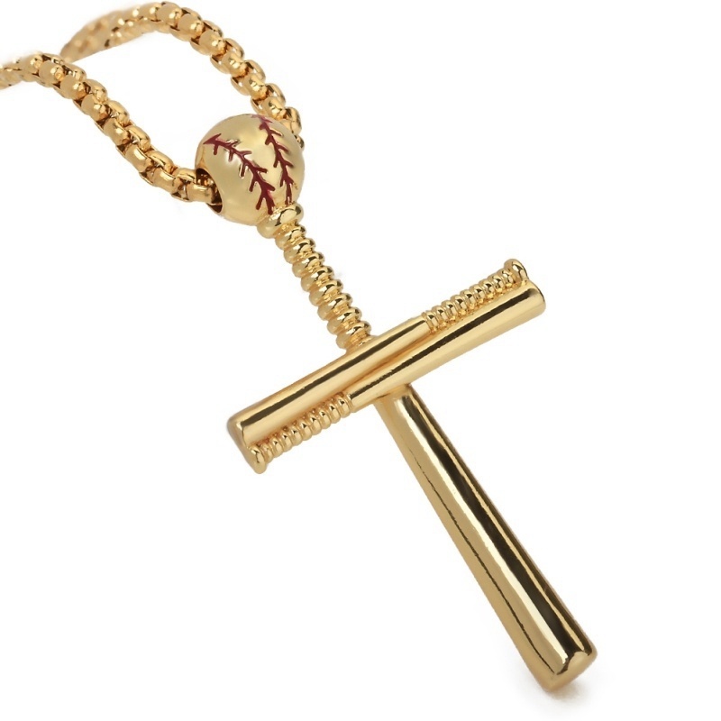 Cross Baseball Shape Pendant Kalung Wanita / Aksesoris Perhiasan Fashion