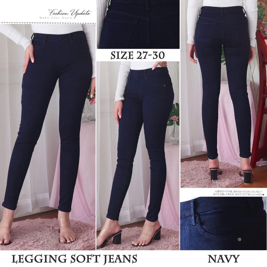 7C-G CELANA JEANS PREMIUM LEGGING BIRU NEVY /PINGGANG KARET JEANS /SKINNY JEANS /27 - 30