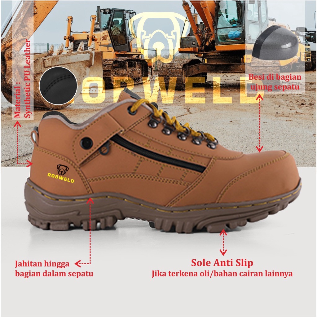 Sepatu Safety Boots Pria Ujung Besi Outdoor Kerja Lapangan, Sepatu Pria Safety Murah Berkualitas, Sepatu septi proyek, Sepatu Sefty Terbaru BISA COD BAYAR DI TEMPAT-Robweld Original