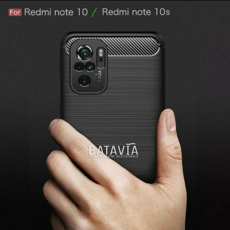 Soft Case Xiaomi Redmi Note 10 Note 10s Case Rugged Ipaky Black Carbon
