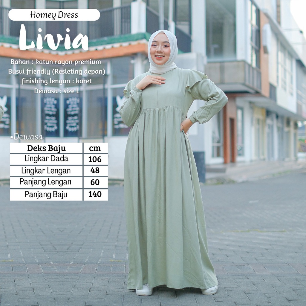 New - Gamis Dewasa Jumbo/Homey Dress Livia-Bahan Katun Rayon Premium-Dress Rayon-Gamis Rayon Polos-Busana Muslimah Dewasa