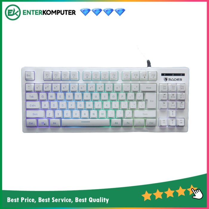 Sades Sabre Gaming Keyboard TKL RGB White