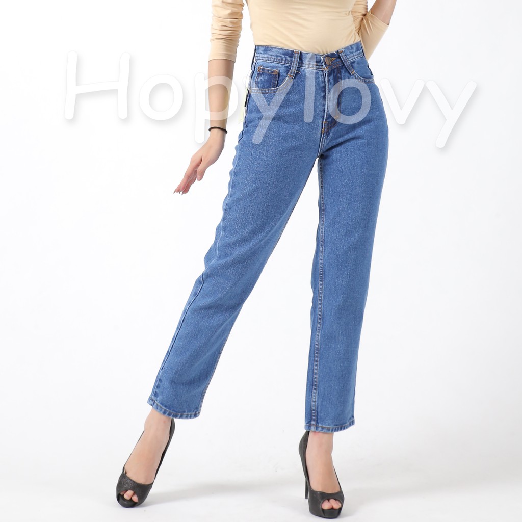 HOPYLOVY - Celana Boyfriend Wanita /  Plain Boyfriend Jeans / BF Polos