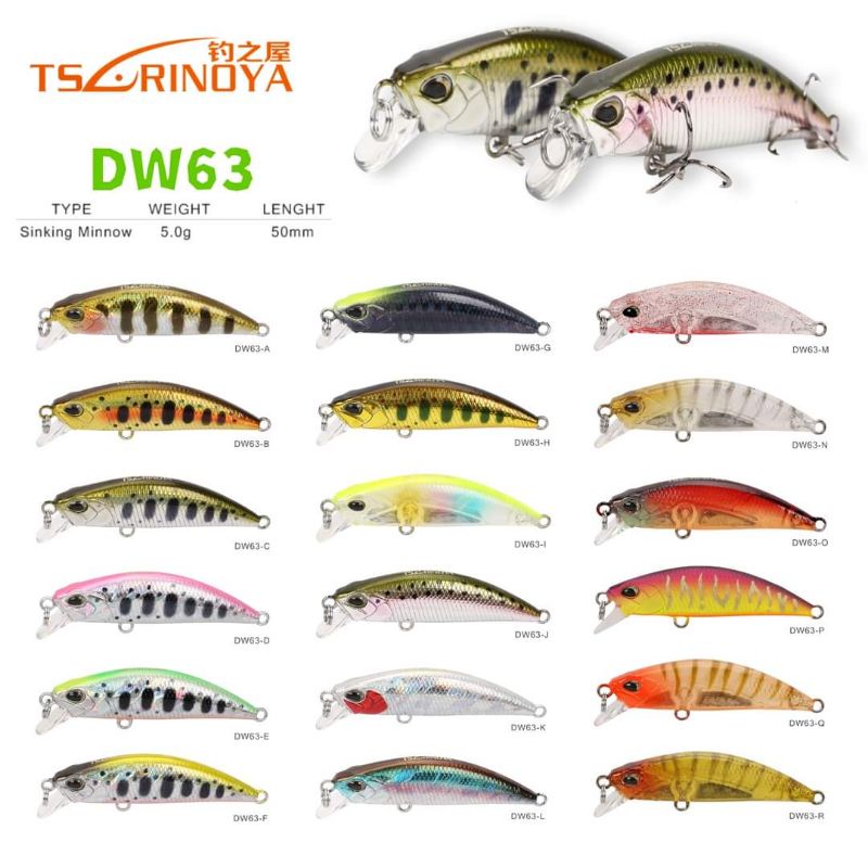 UMPAN PANCING LURE CASTING TSURINOYA DW63 NEW COLOUR SINKING 5,0 GRAM