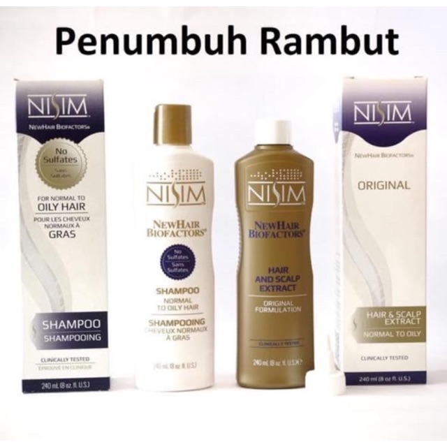 Paket NISIM Gold Shampoo + Extract Biofactors normal berminyak tonic penumbuh rambut