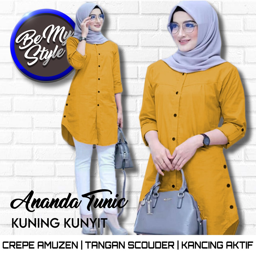 BMS | ANANDA TUNIK | Kemeja Tunik Jumbo Wanita Muslim Modern Fashion Hijab Model Terbaru Kekinian