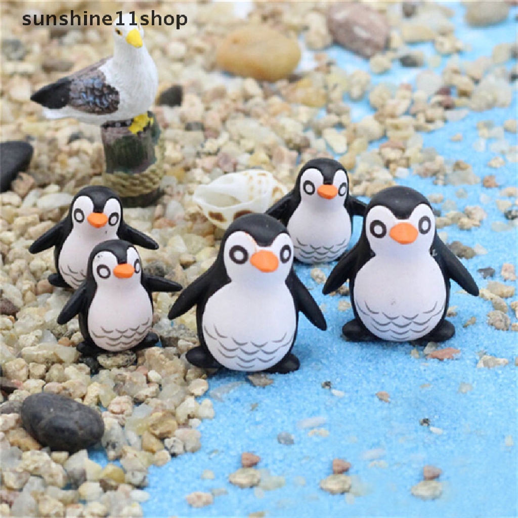 (SHO) 5pcs Miniatur Penguin Untuk Dekorasi Taman / Rumah Boneka DIY