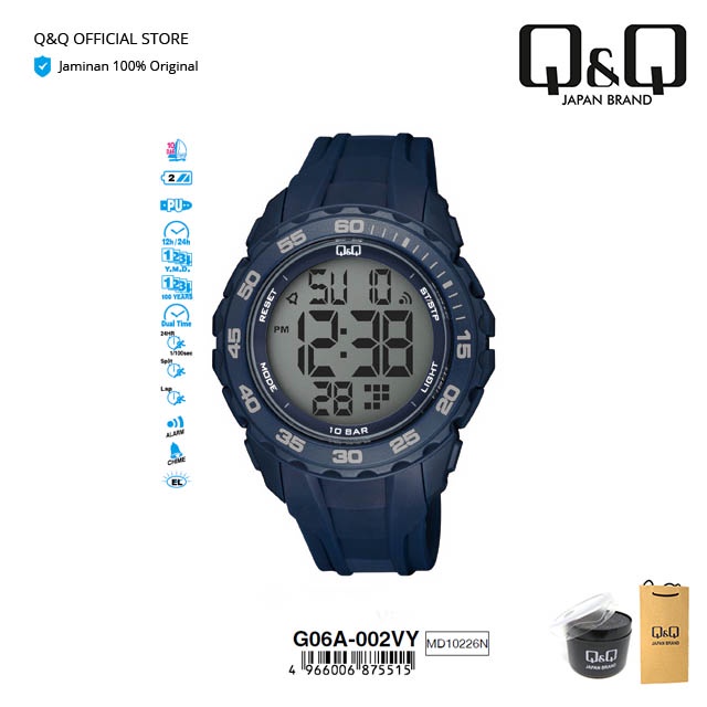 Q&Q QnQ QQ Original Arloji Jam Tangan Pria Digital Rubber Karet - G06 G06A Water Resist 10 BAR-4