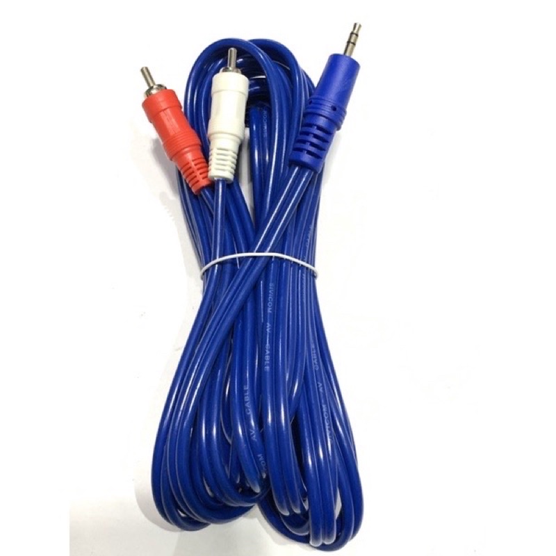 Kabel Rca Jack 2 in 1 AUX 3.5mm to 2 Rca Panjang 3m 3Meter Kabel speaker ke hp