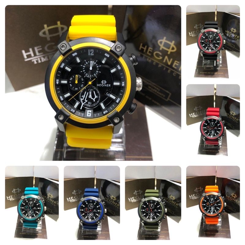 JAM TANGAN PRIA HEGNER 9010 HW9010 RUBBER ORIGINAL