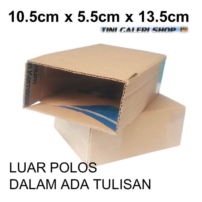 Kardus Packing Karton Box Uk.10.5x5.5x13.5 cm Luar Polos Dalam Ada Tulisan-1
