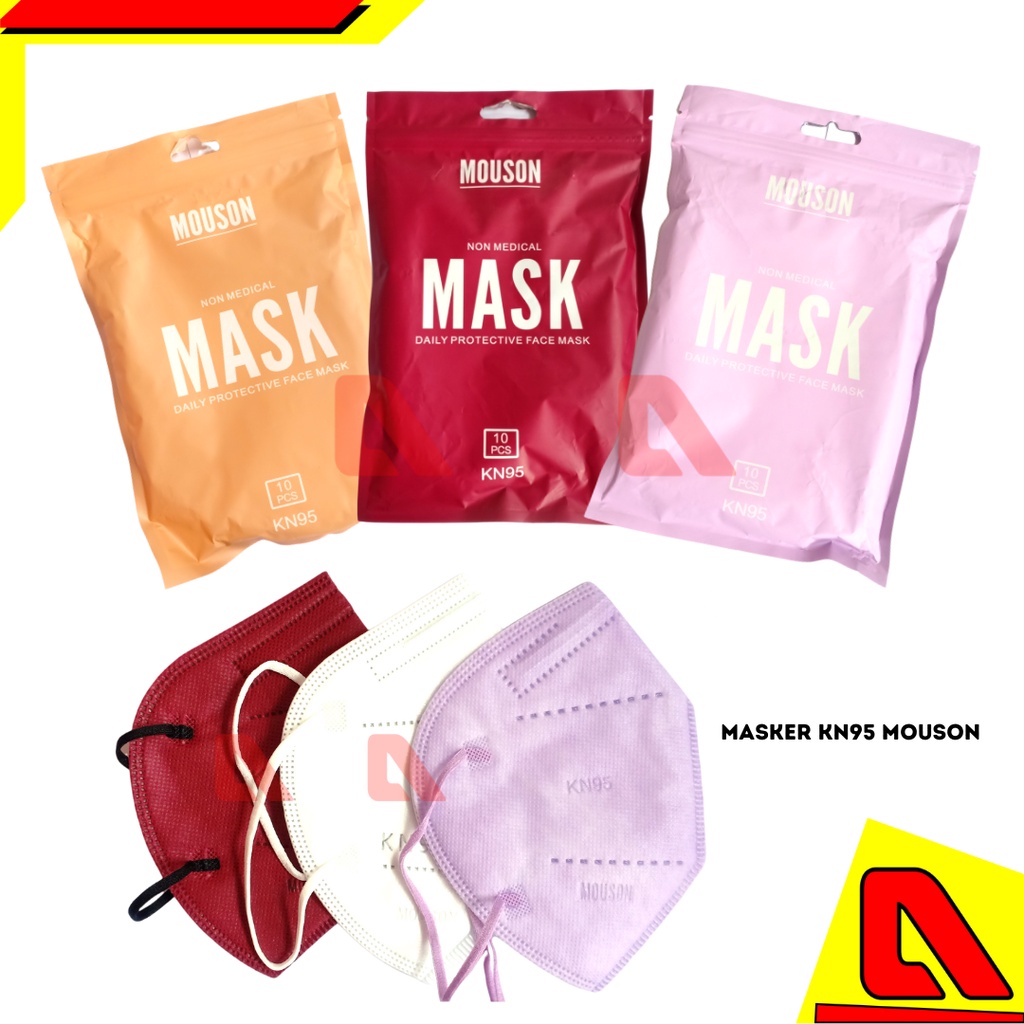 MASKER KN95 MOUSON PAK PLASTIK WARNA MURAH ISI 10 PCS DEWASA