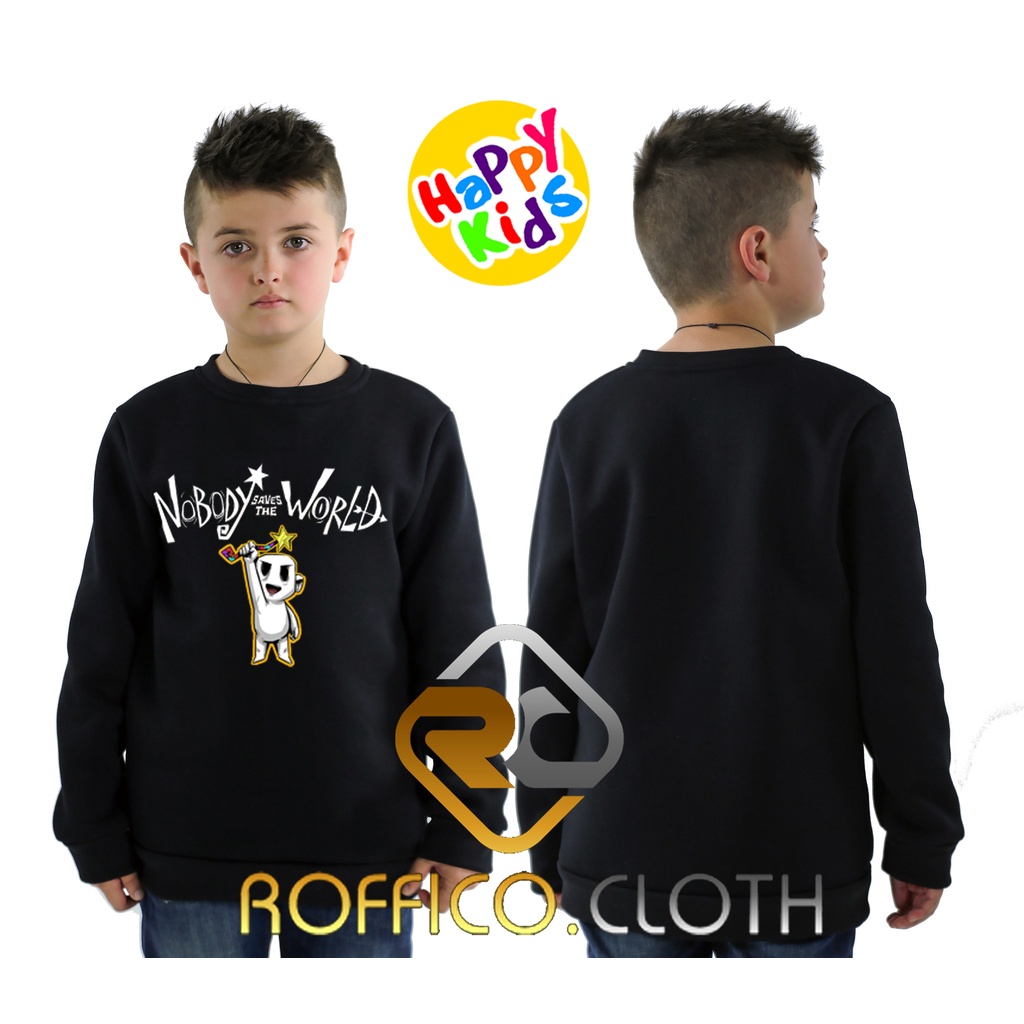 Jaket Hoodie Sweater Anak Logo Game Nobody Saves the World