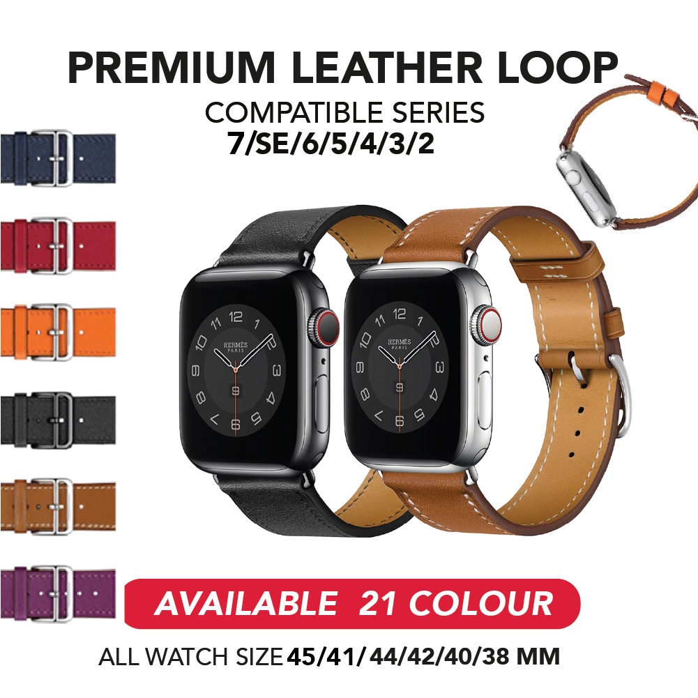 Strap untuk Apple Watch IWO HW 38 40 42 44 41 45 49 mm Tali Jam Tangan Strap KULIT PREMIUM leather loop iwatch series 9 ULTRA 8 7 SE 6 5 4 3 2 1