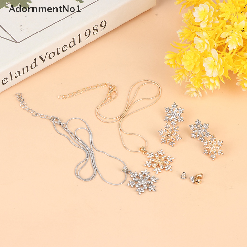 (AdornmentNo1) 3pcs / Set Kalung + Anting Tusuk Gantung Desain Snowflake Untuk Hadiah Valentine