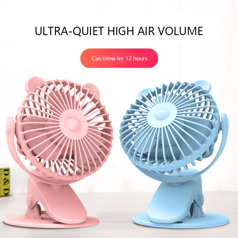 Clip Mini Fan 720° Rotating Kipas Angin Meja Mini Jepit Portable USB 3rd Gear Adjustable