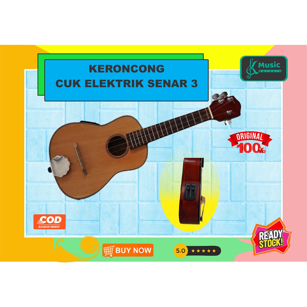 Ukulele kencrung senar 3 Cuk elektrik nilon COD keroncong preamp