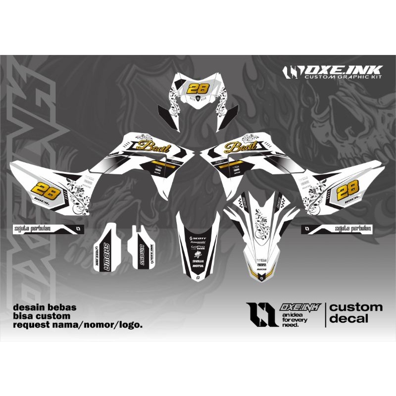 Decal Crf 150l putih gold glosy / doff
