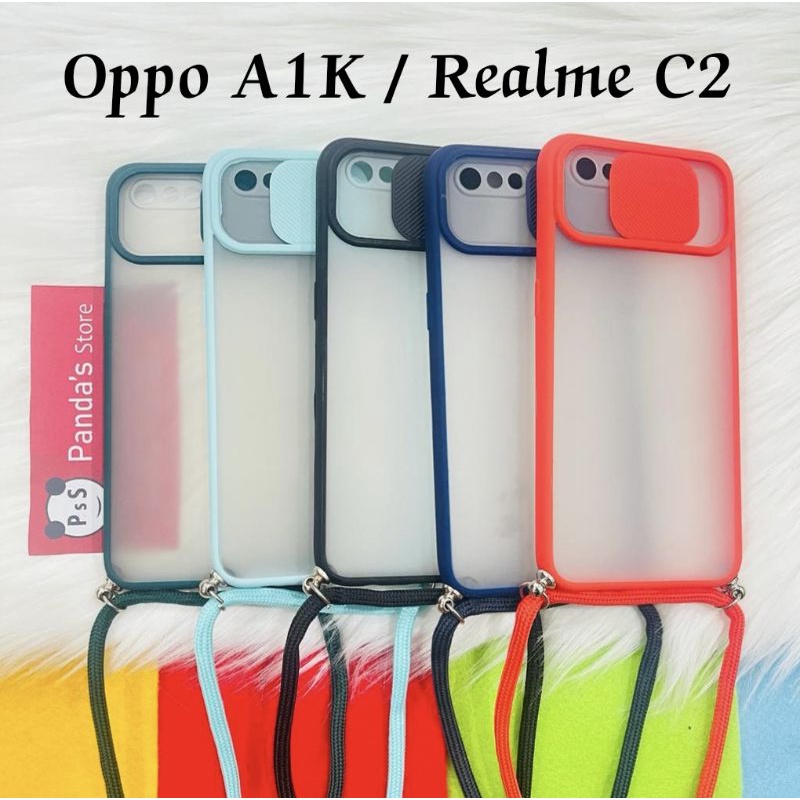 Oppo A1K, Realme C2 Softcase dove sliding camera + Tali Laynard [Premium]