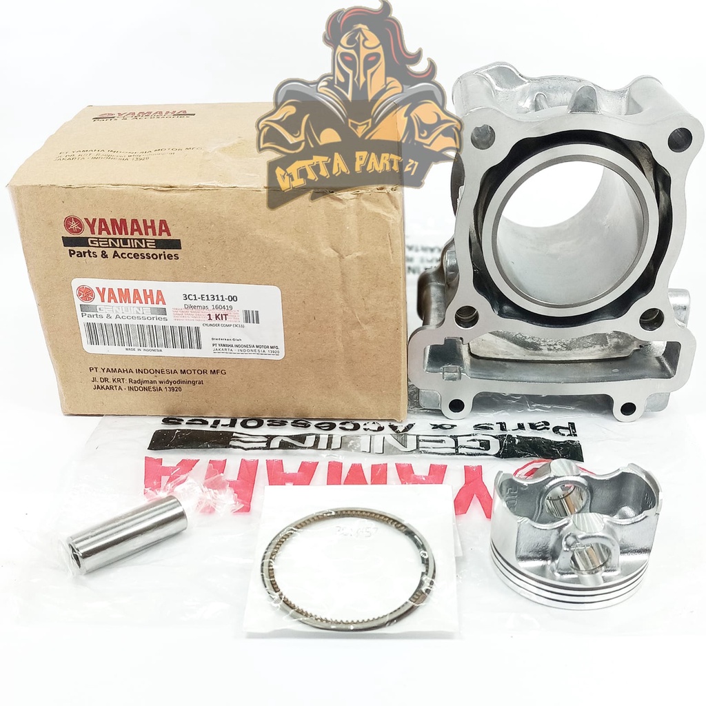 CYLINDER BLOK SEHER PISTON RING KOMPLIT YAMAHA 3C1 KUALITAS ASLI ORIGINAL YAMAHA YGP  PRESISI TINGGAL PASANG BAHAN BERKUALITAS DAN DIJAMIN AWET CILINDER VIXION NEW VIXION LAMA NVL R15 JUPITER MX 135