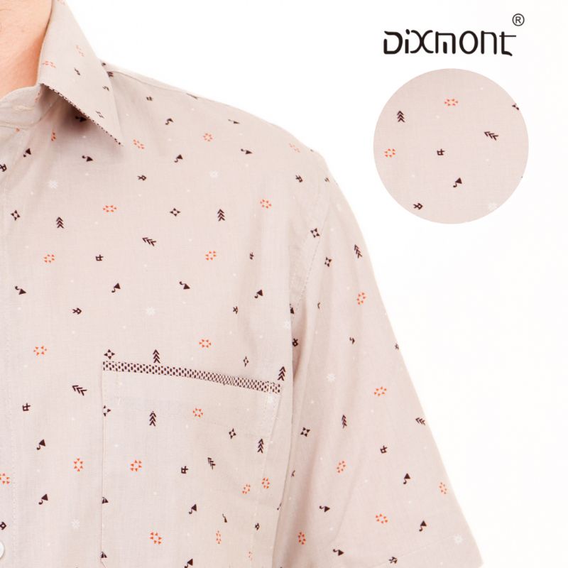 Dixmont Kemeja Pria Basic Formal Motif Lengan Pendek Hem MS01122