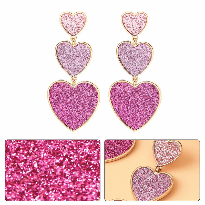 Fancyqube Anting Bentuk Hati Warna Pink Ungu Untuk Wanita