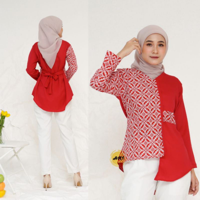 M-L-XL-XXL ATASAN BATIK WANITA MODERN ASJ SA HRB026 MONALISA GENES BLOUSE-1