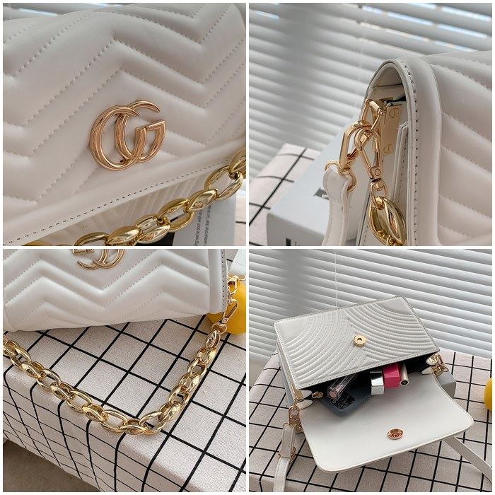 BJ210120 - BLACK/GREEN/KHAKI/PINK/WHITE/YELLOW - TAS SLEMPANG MODEL CHAIN RANTAI BESI ELEGAN STYLISH IMPORT TERMURAH TERBARU TERLARIS BAGSTORE JAKARTA FASHION WANITA CR7515 JT10120