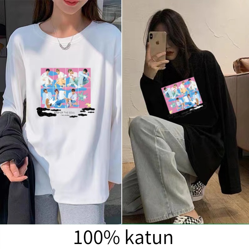 T SHIRT OVERSIZE KAOS IMPORT WANITA LENGAN PANJANG KAOS KATUN