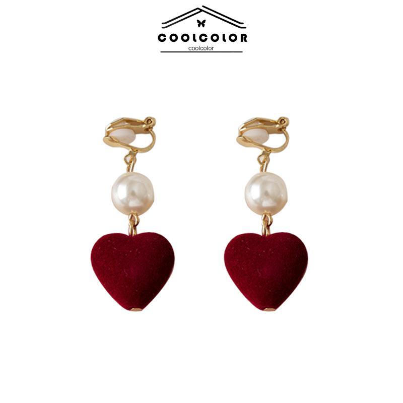 COD Desain Ceruk Bentuk Hati Pear Indah Semua Cocok Klip Telinga Temperamen Sederhana Fashion- cl