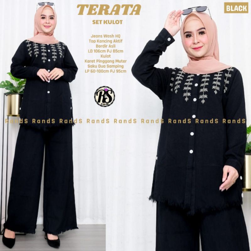 Baju Setelan Kulot Jeans Wanita Terbaru One Set Wanita Casual Muslimah Original Jeans Kulot Lepis