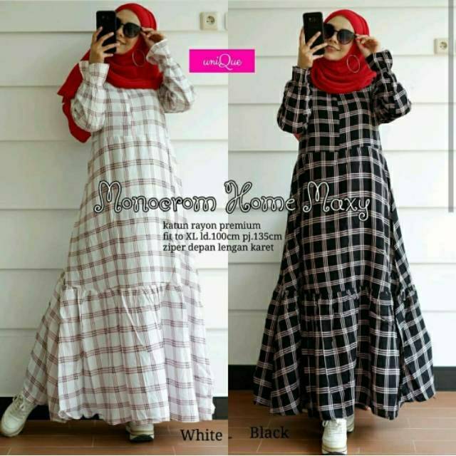 Monocrom Home Maxy, GAMIS RAYON CANTIK MURAH FIT XL BAHAN KATUN RAYON PREMIUM ZIPPER BUSUI TERMURAH