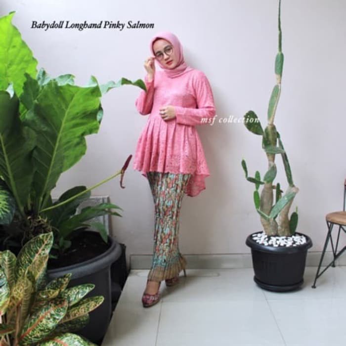 set kebaya brukat babydoll long hand