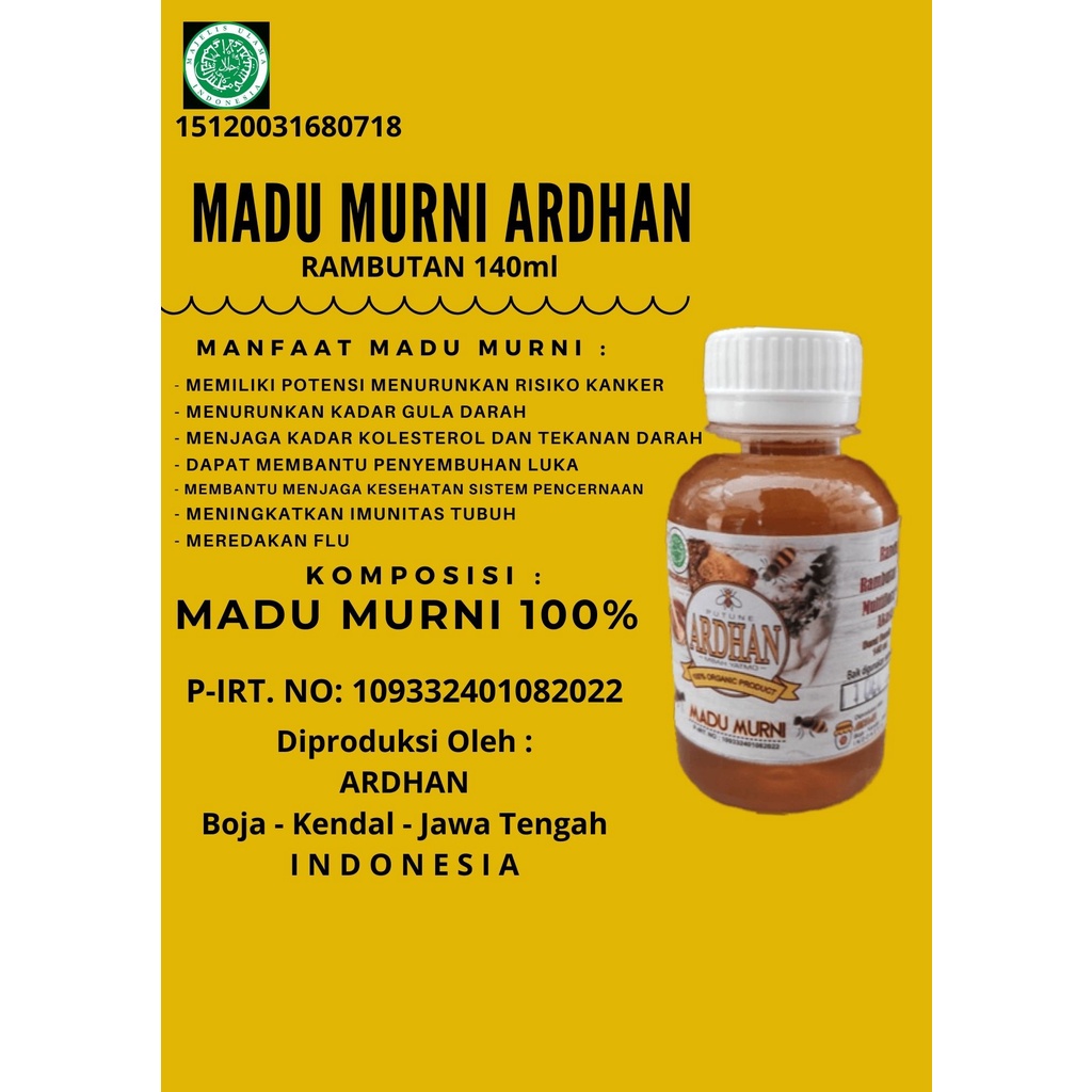 

Madu Murni Ardhan Rambutan 140ml