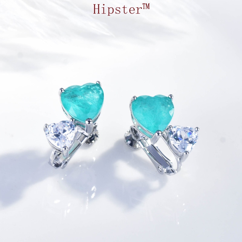 925 Silver Luxury Topaz Earrings Heart-Shaped