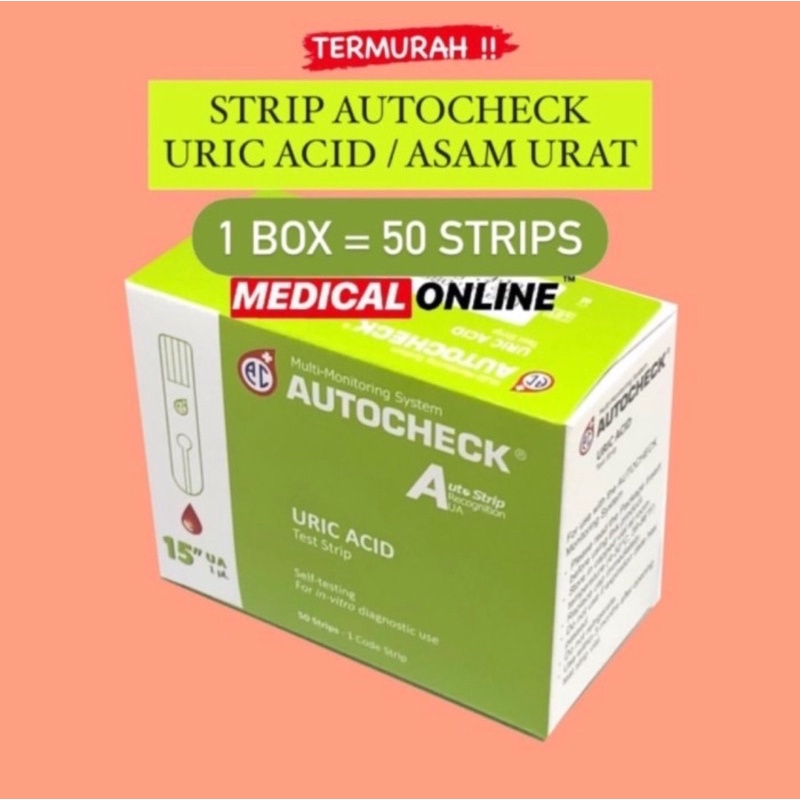 AUTOCHECK STRIP ASAM URAT URIC ACID ISI 50 PER BOX MEDICALONLINE MEDICAL ONLINE