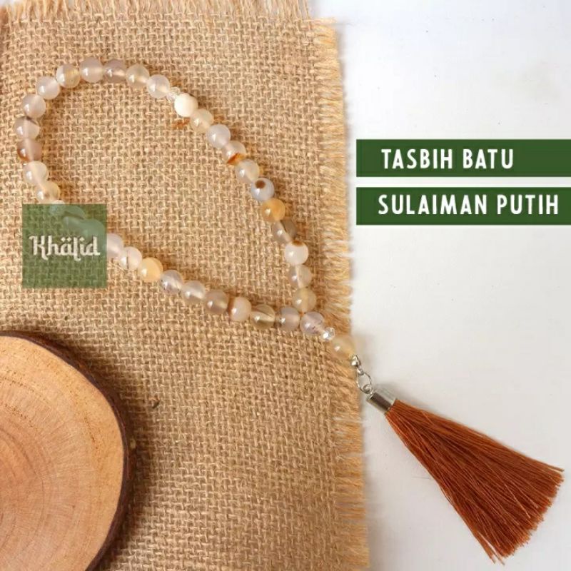 Tasbih batu Sulaiman putih Narural/Asli 100% 33 butir