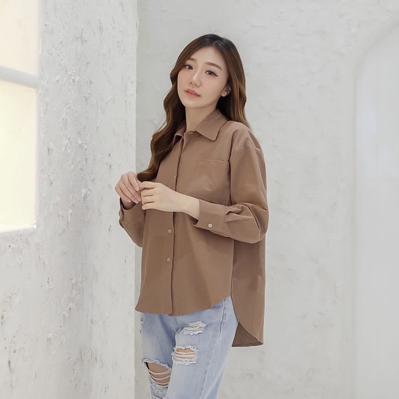 Kemeja Wanita Lengan Panjang Ruffle Jaman Sekarang Kekinian Premium Lengan Balon I7O8 Terlaris Hits 