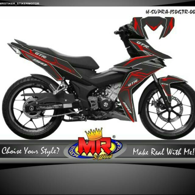 Decal Dekal Supra Gtr 150 Hitam Merah Stiker Sticker Desain Keren