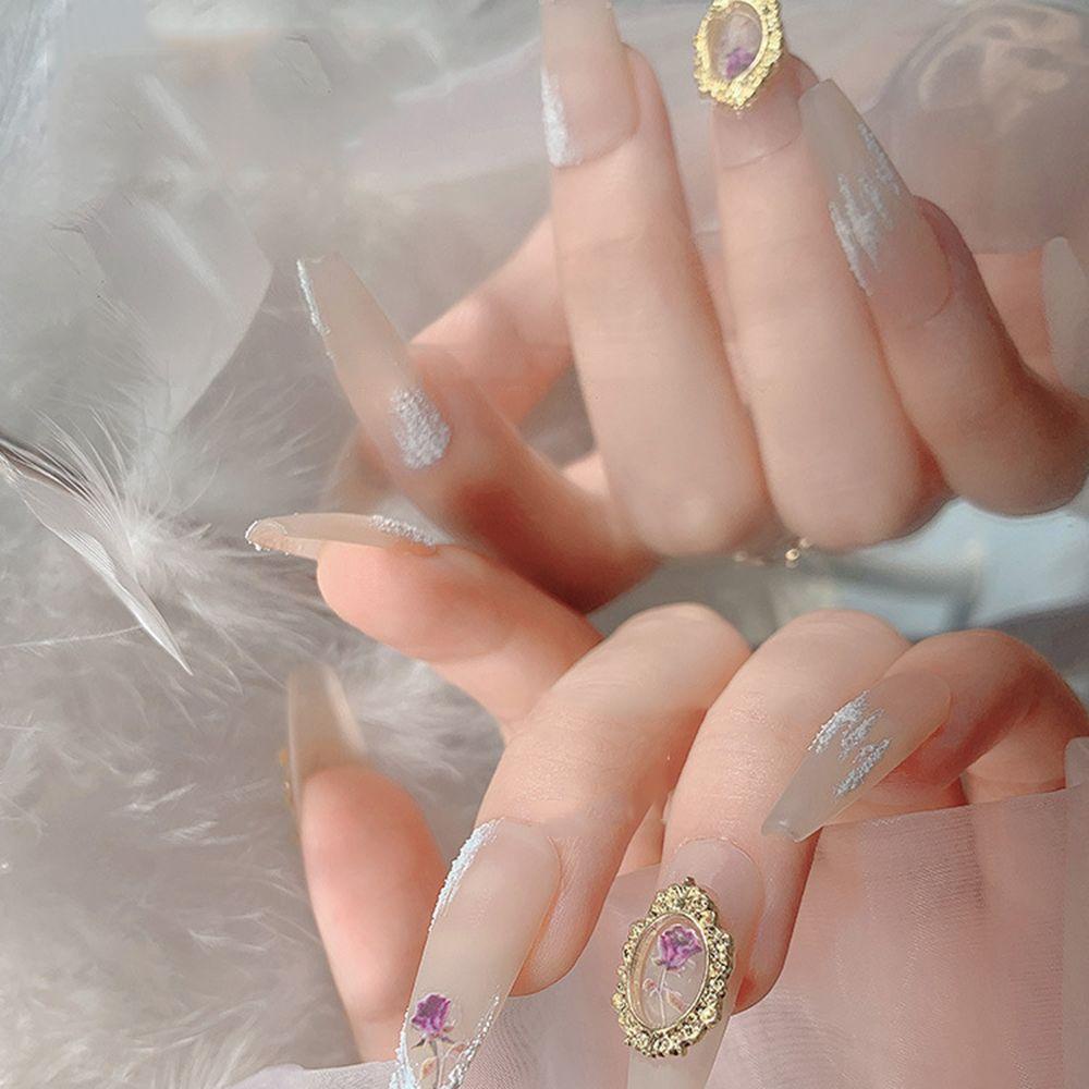 Needway Bingkai Foto Nail Art Dekorasi Emas Perak Alloy Hollow Ornamen Indah Klasik Retro DIY Nail Patch