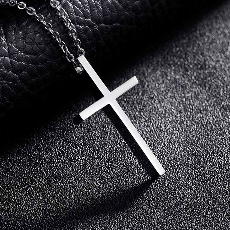 Titanium Steel Cross Pendant Necklace for Men Women Minimalist Jewelry Male Female Prayer Necklaces