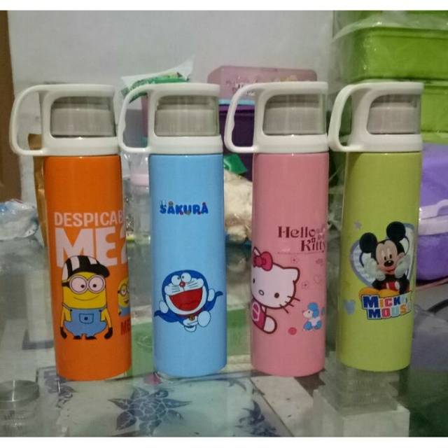 Termos Air Minum Panas Dingin Tutup Termos Bisa Untuk Cangkir/Gelas Minumn   Karakter Lucu