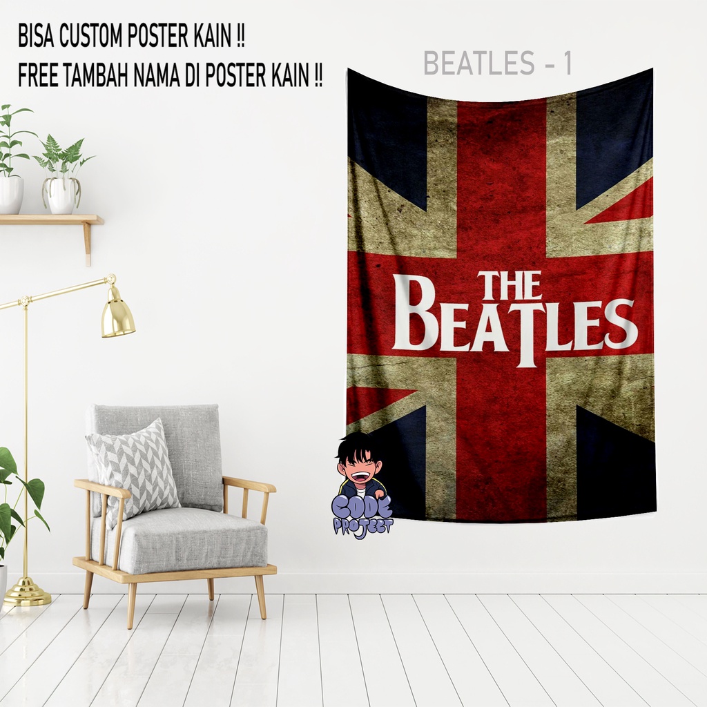 POSTER KAIN THE BEATLES - hiasan dinding the beatles - custom poster kain - custom hiasan dinding - 