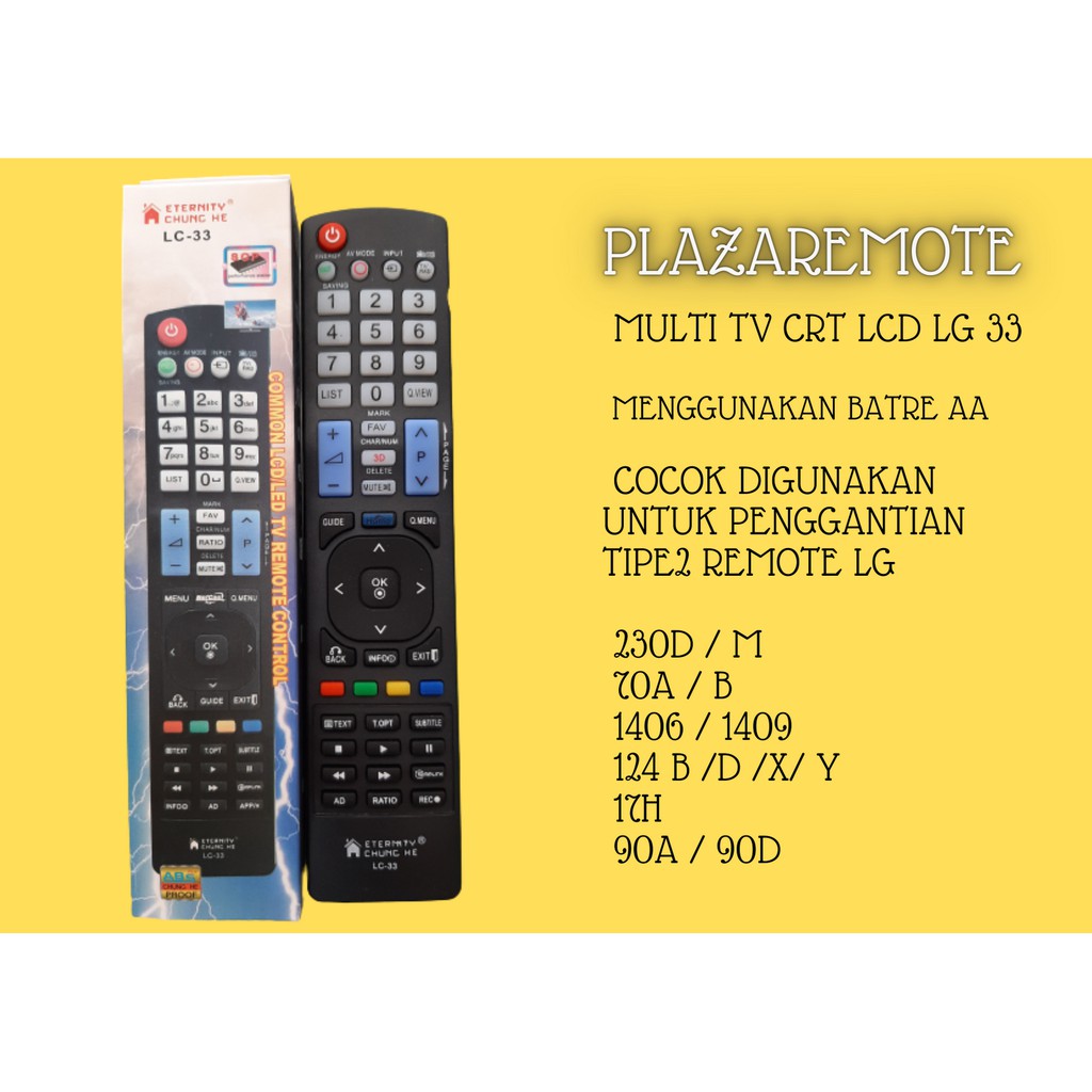 REMOTE LG TV MULTI LG33 CHUNGHE