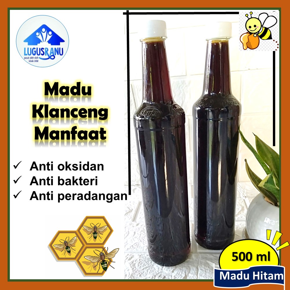 

Madu Klanceng Madu Hitam 500 ml (Madu dari Lebah Ternak) 100 % Madu Murni