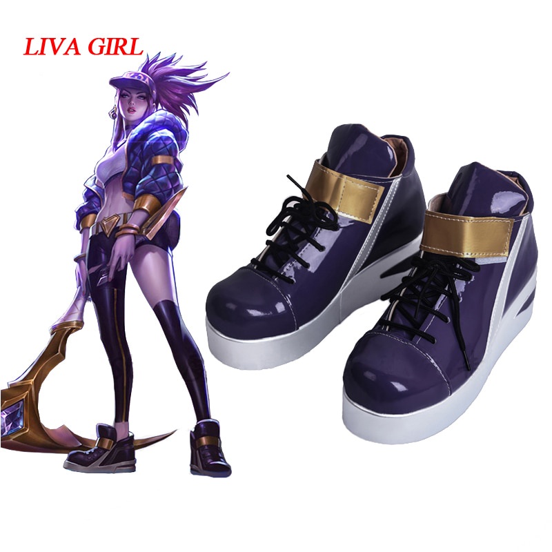 PREORDER Liva girl KDA Akali Cosplay Shoes LOL AKALI Cosplay Women Shoes Game LOL K/DA Akali